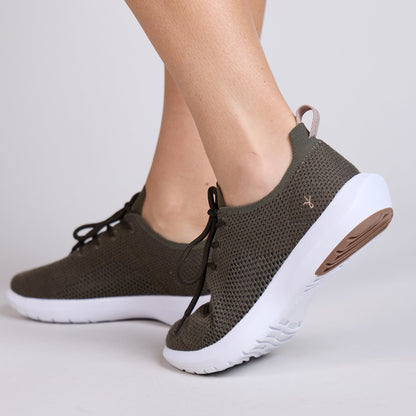 Emu Springbrook Women's Machine Washable Wool Blend Mesh Lightweight Lace Up Sneaker Dark Olive