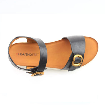 Heavenly Feet Abby Women's Lightweight Chunky Buckle Sandal Black