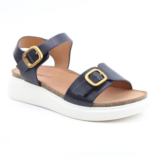 Heavenly Feet Abby Women's Lightweight Chunky Buckle Sandal Black