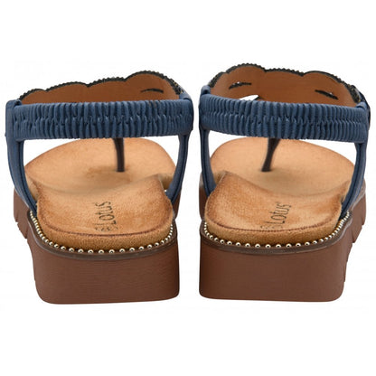 Lotus Alcina Women's Slingback Beaded Toe Post Sandal Navy