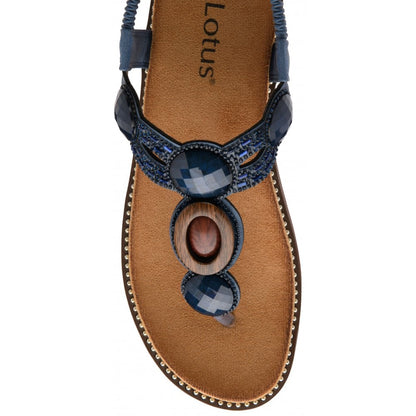 Lotus Alcina Women's Slingback Beaded Toe Post Sandal Navy