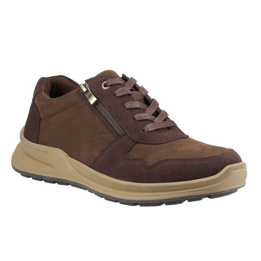 Hush Puppies Alexander Men's Casual Leather Lace Up / Zip Up Shoe Brown