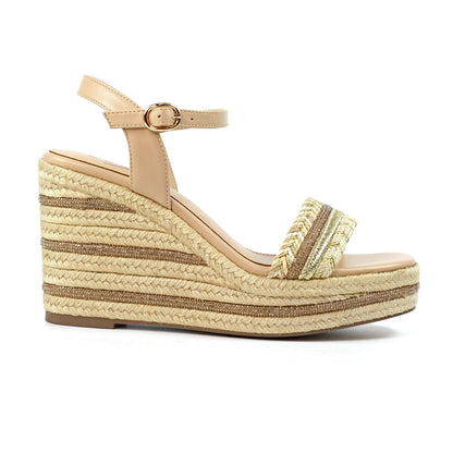 Lunar Amanda Women's Chunky Summer Rope Wedge Sandal Beige