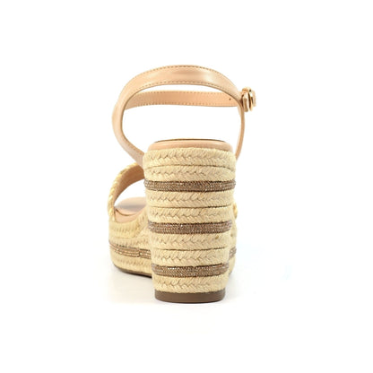 Lunar Amanda Women's Chunky Summer Rope Wedge Sandal Beige