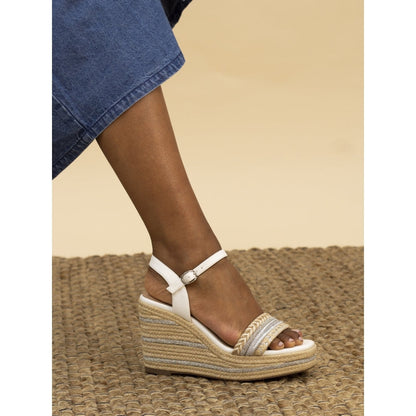 Lunar Amanda Women's Chunky Summer Rope Wedge Sandal White