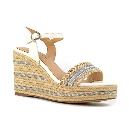 Lunar Amanda Women's Chunky Summer Rope Wedge Sandal White