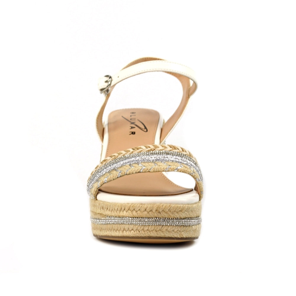 Lunar Amanda Women's Chunky Summer Rope Wedge Sandal White