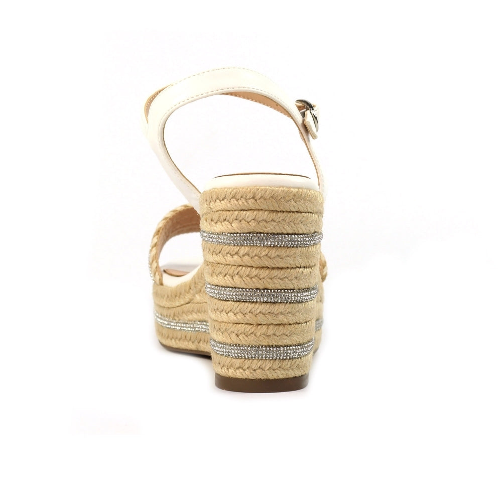 Lunar Amanda Women's Chunky Summer Rope Wedge Sandal White