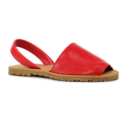 Lunar Amara Women's Leather Flat Heel Slingback Sandal Red