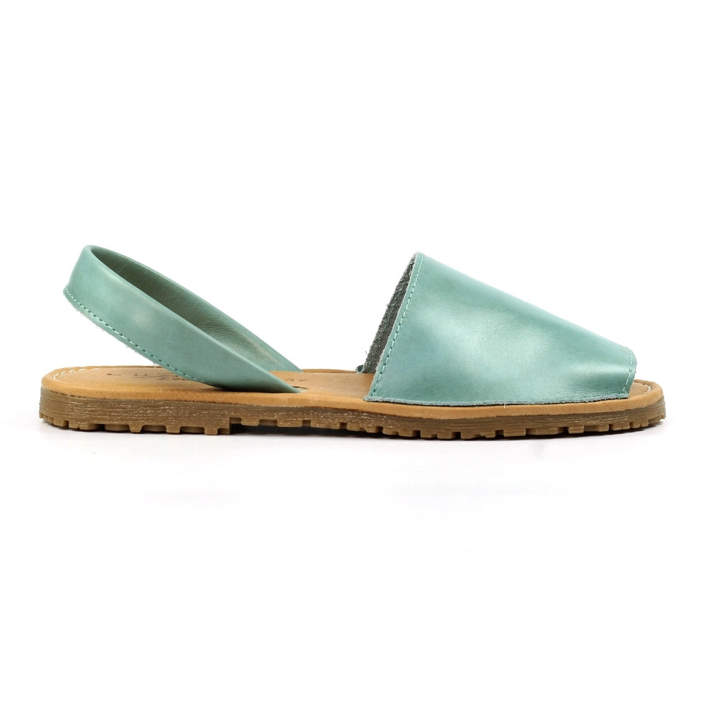 Lunar Amara Women's Leather Flat Heel Slingback Sandal Turquoise