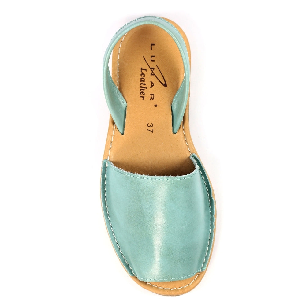 Lunar Amara Women's Leather Flat Heel Slingback Sandal Turquoise