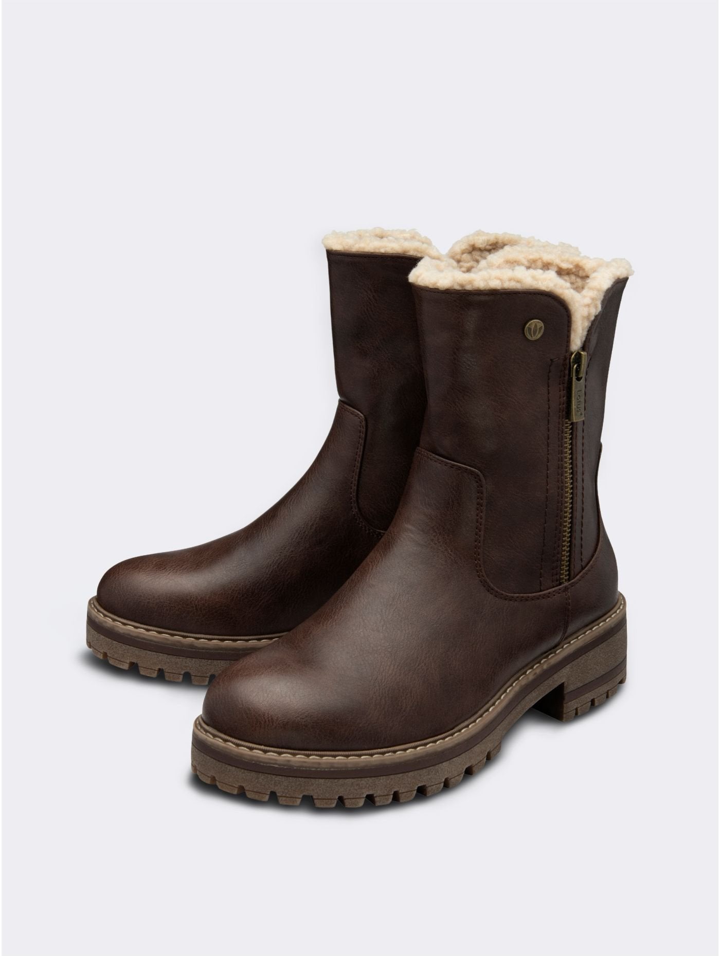 Lotus Angeles Women's Side Zip Ankle Boot Brown