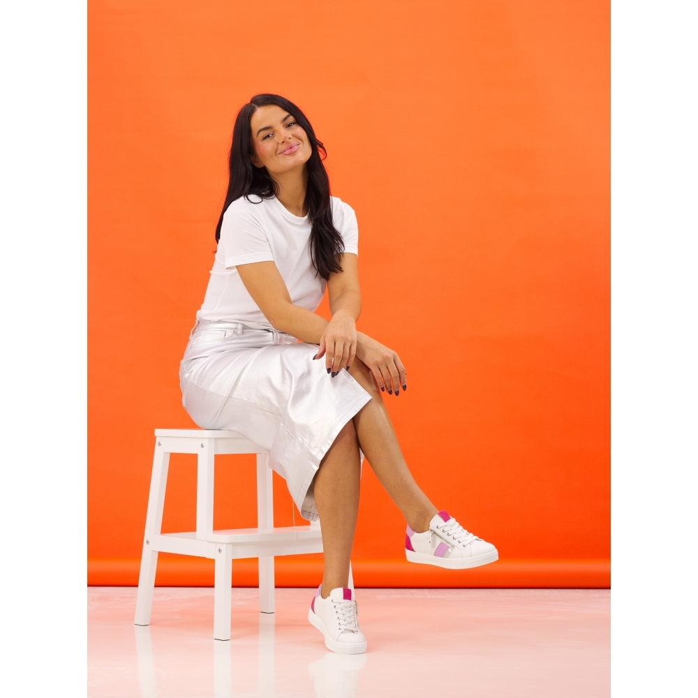 Lunar Angelica Women's Chunky Sole Lace Up/ Zip Up Trainer Pink Multi