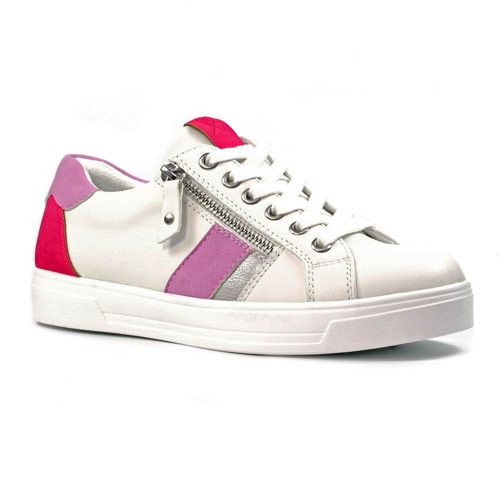 Lunar Angelica Women's Chunky Sole Lace Up/ Zip Up Trainer Pink Multi