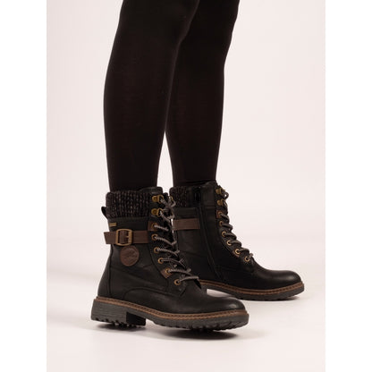 Lunar Annabelle Women's Combat Style Waterproof Ankle Boot Black