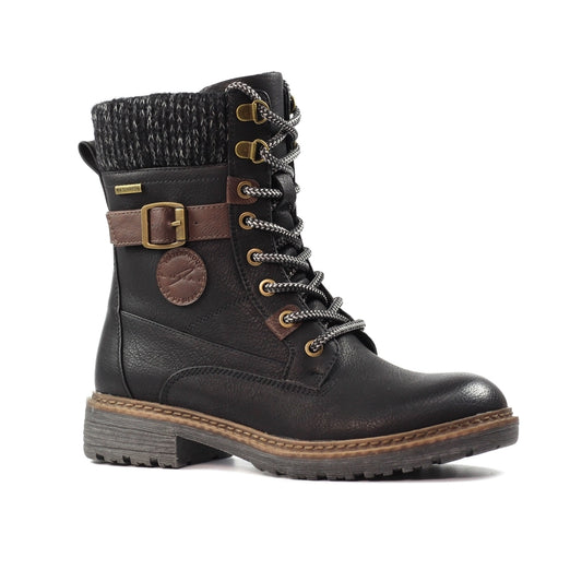 Lunar Annabelle Women's Combat Style Waterproof Ankle Boot Black