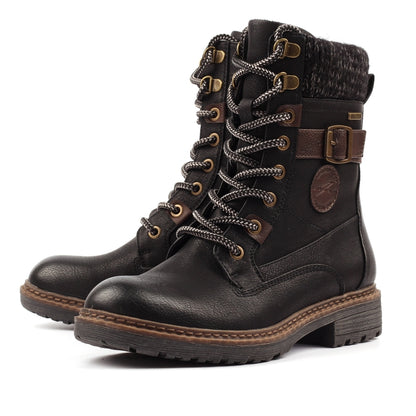 Lunar Annabelle Women's Combat Style Waterproof Ankle Boot Black