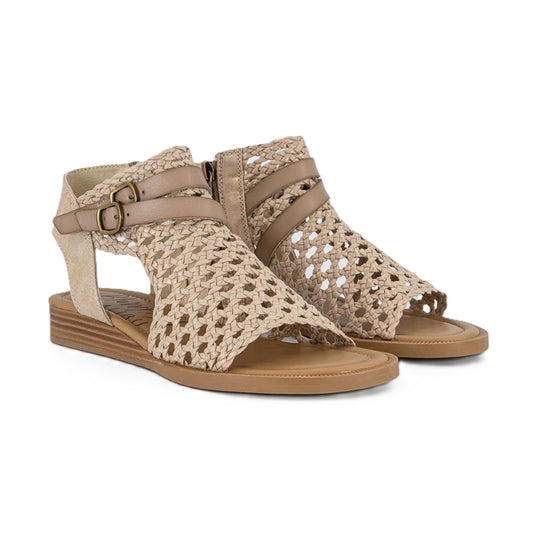 Blowfish Malibu Anuella Women's Mesh Zip Up Low Wedge Vegan Gladiator Sandal Gold