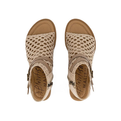 Blowfish Malibu Anuella Women's Mesh Zip Up Low Wedge Vegan Gladiator Sandal Gold