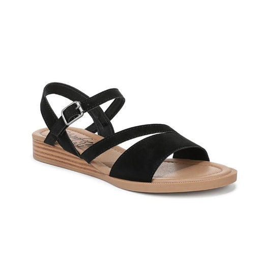 Blowfish Malibu Arrow Women's Low Wedge Ankle Buckle Vegan Sandal Black