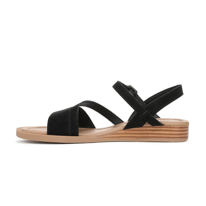 Blowfish Malibu Arrow Women's Low Wedge Ankle Buckle Vegan Sandal Black