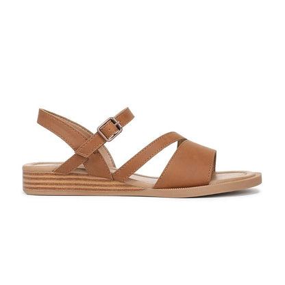 Blowfish Malibu Arrow Women's Low Wedge Ankle Buckle Vegan Sandal Scotch Brown
