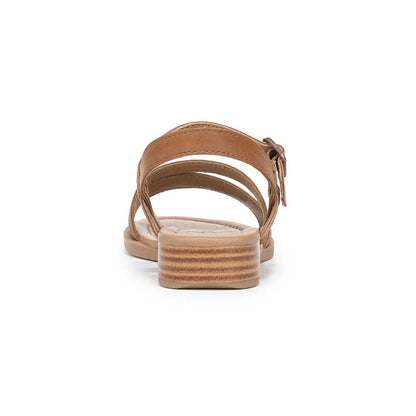 Blowfish Malibu Arrow Women's Low Wedge Ankle Buckle Vegan Sandal Scotch Brown