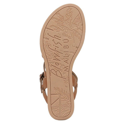 Blowfish Malibu Arrow Women's Low Wedge Ankle Buckle Vegan Sandal Scotch Brown