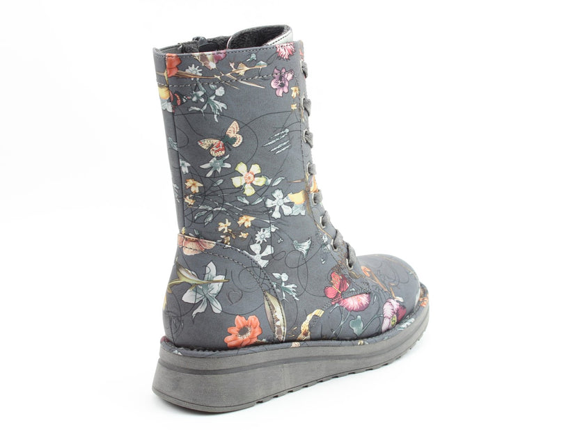 Heavenly Feet Martina4 Lace Up Wedge Boot Grey Fantasy VEGAN FRIENDLY