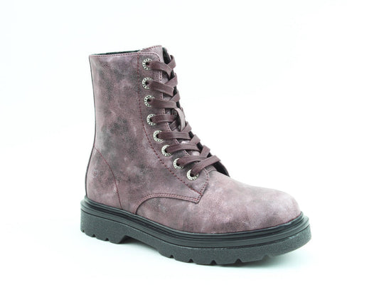 Heavenly Feet Justina Women's 8 Eye Lace Up/Zip Up Ankle Boot Rose Marble VEGAN FRIENDLY