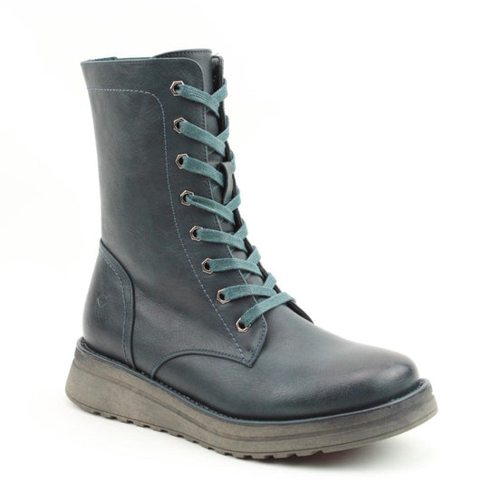 Heavenly Feet Martina4 Lace Up Wedge Boot Ocean VEGAN FRIENDLY