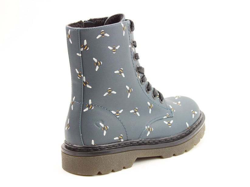 Heavenly Feet Justina Women's 8 Eye Lace Up/Zip Up Ankle Boot Ocean Bee VEGAN FRIENDLY