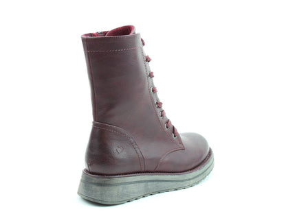Heavenly Feet Martina4 Lace Up Wedge Boot Burgundy VEGAN FRIENDLY