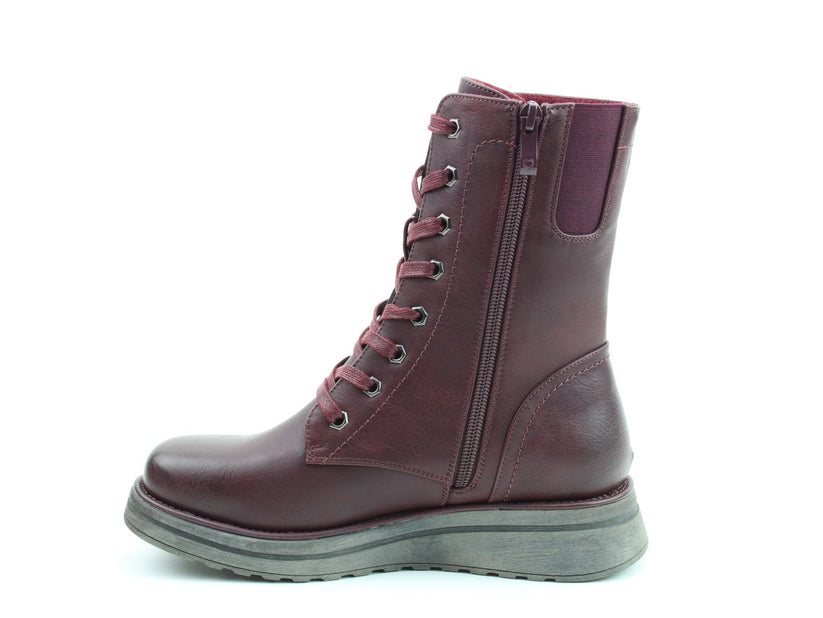 Heavenly Feet Martina4 Lace Up Wedge Boot Burgundy VEGAN FRIENDLY