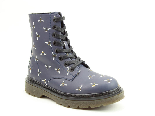 Heavenly Feet Justina Women's 8 Eye Lace Up/Zip Up Ankle Boot Midnight Bee VEGAN FRIENDLY