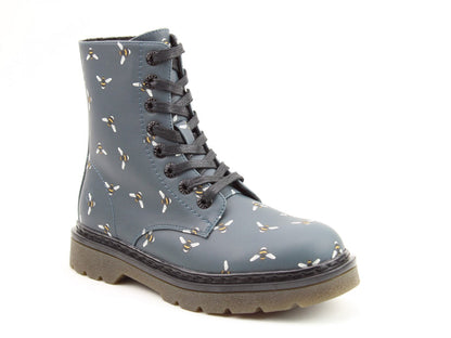 Heavenly Feet Justina Women's 8 Eye Lace Up/Zip Up Ankle Boot Ocean Bee VEGAN FRIENDLY
