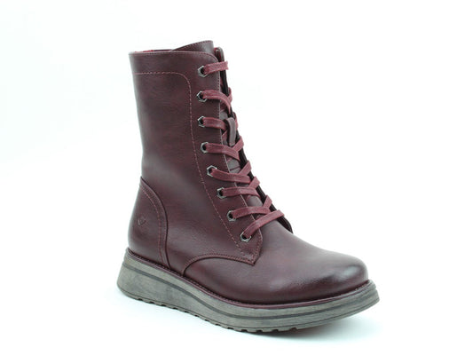 Heavenly Feet Martina4 Lace Up Wedge Boot Burgundy VEGAN FRIENDLY