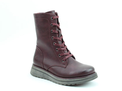 Heavenly Feet Martina4 Lace Up Wedge Boot Burgundy VEGAN FRIENDLY