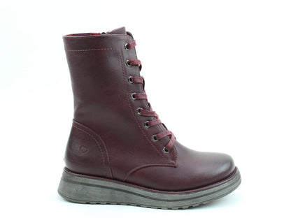 Heavenly Feet Martina4 Lace Up Wedge Boot Burgundy VEGAN FRIENDLY