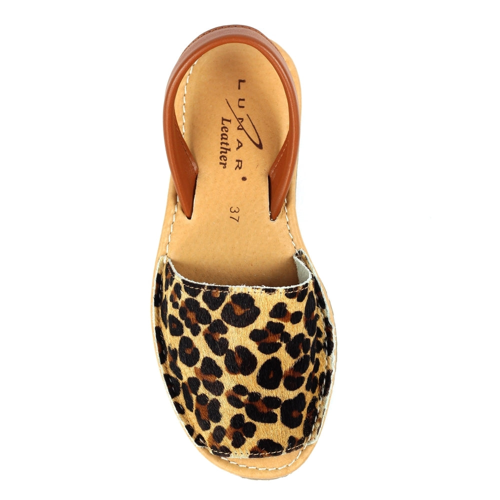 Lunar Azura Women's Leather Flat Heel Slingback Sandal Leopard