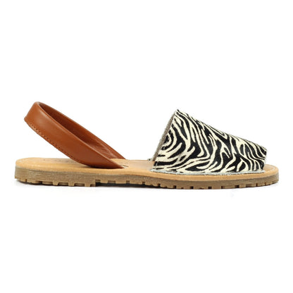 Lunar Azura Women's Leather Flat Heel Slingback Sandal Zebra