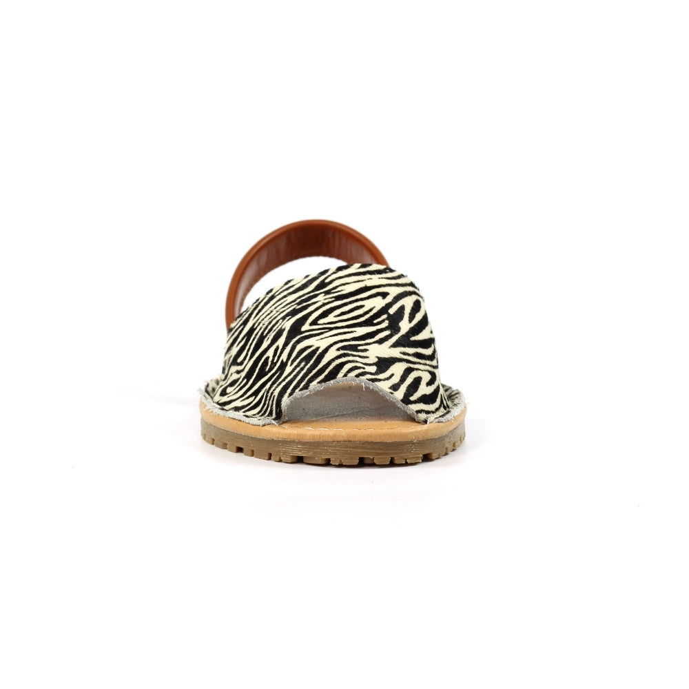 Lunar Azura Women's Leather Flat Heel Slingback Sandal Zebra