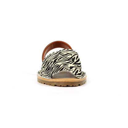 Lunar Azura Women's Leather Flat Heel Slingback Sandal Zebra