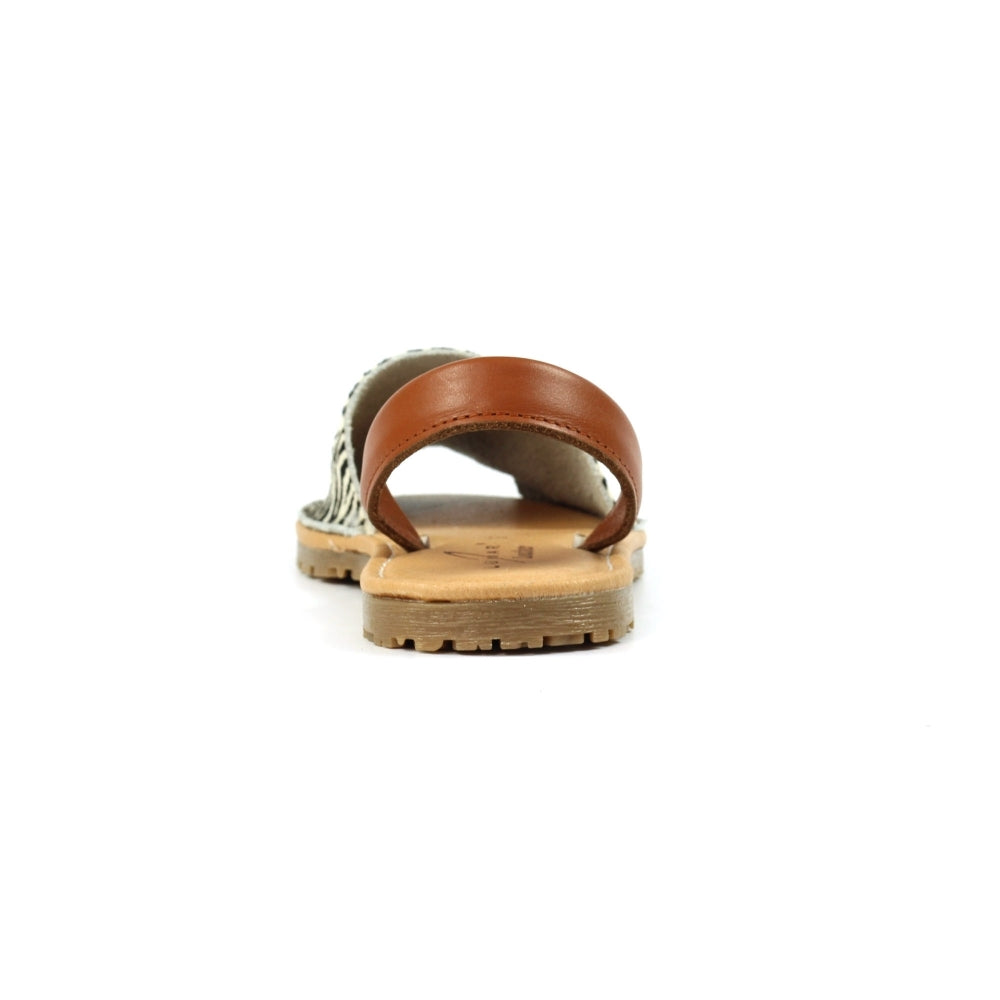 Lunar Azura Women's Leather Flat Heel Slingback Sandal Zebra