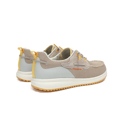 Walk In Pitas Bay Men's Lightweight Elastic Lace Boat Shoe Beige