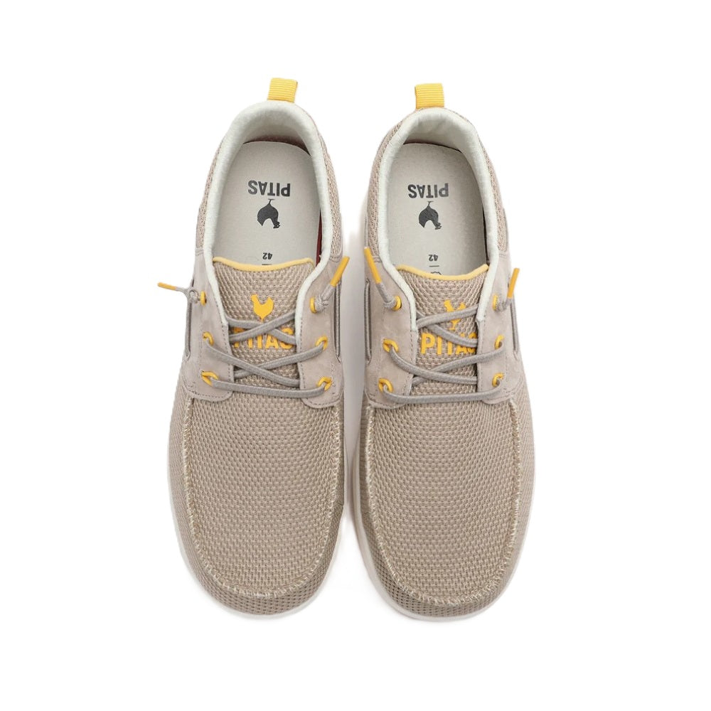 Walk In Pitas Bay Men's Lightweight Elastic Lace Boat Shoe Beige