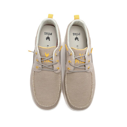 Walk In Pitas Bay Men's Lightweight Elastic Lace Boat Shoe Beige