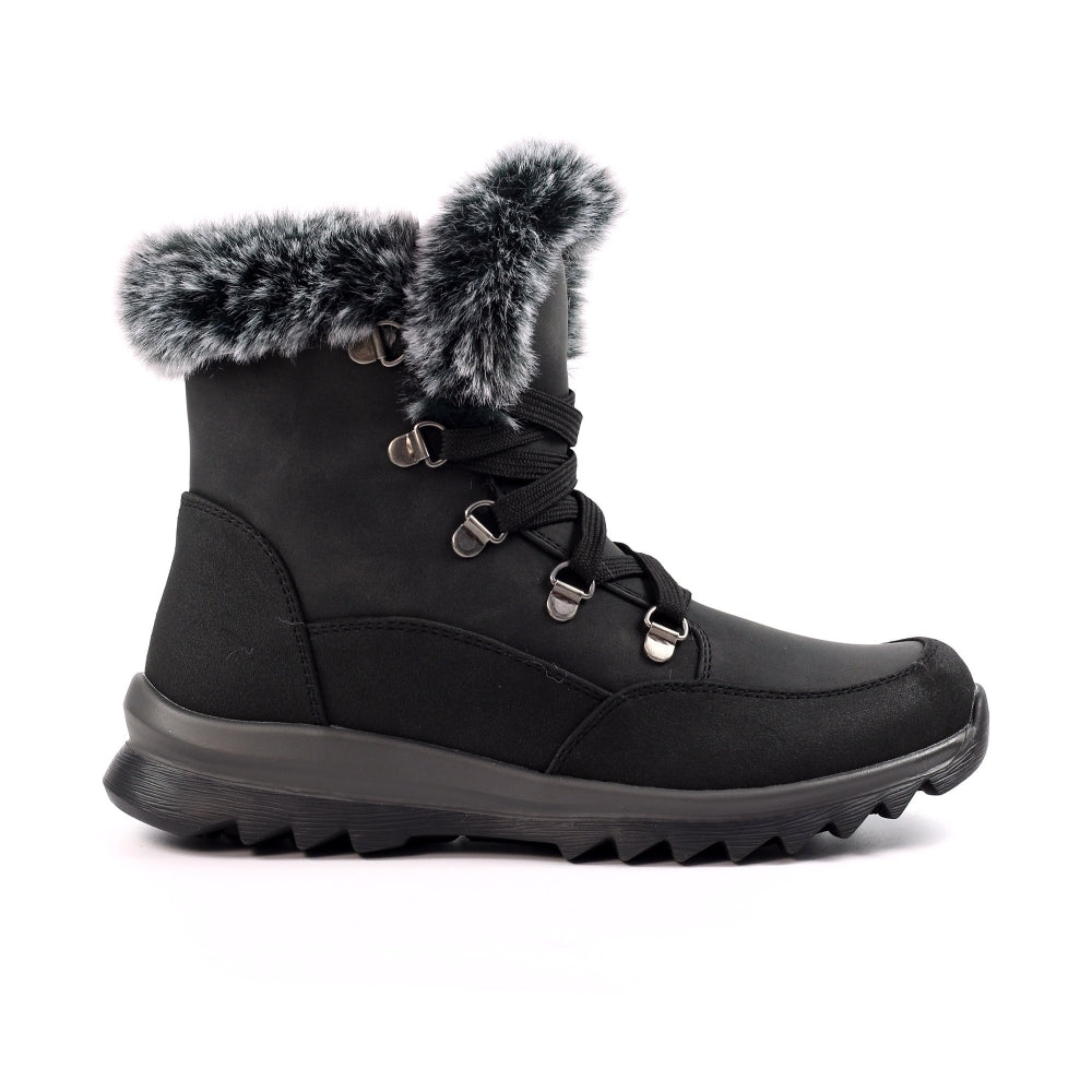 Lunar Beck Women's Waterproof Lace Up/Zip Ankle Boot Black