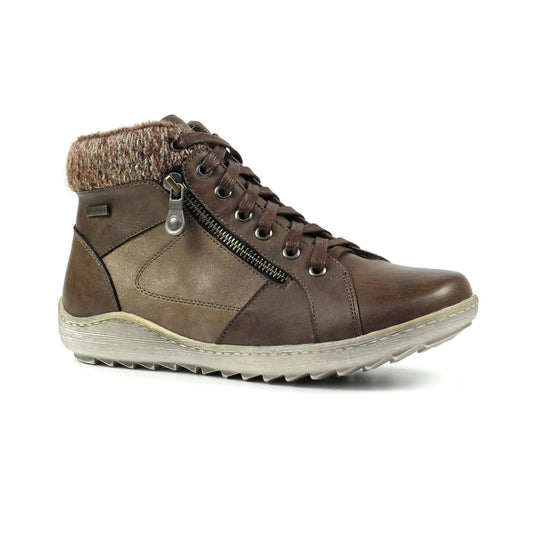 Lunar Bevin Women's Waterproof Lace Up/Zip Ankle Boot Brown