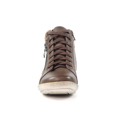 Lunar Bevin Women's Waterproof Lace Up/Zip Ankle Boot Brown